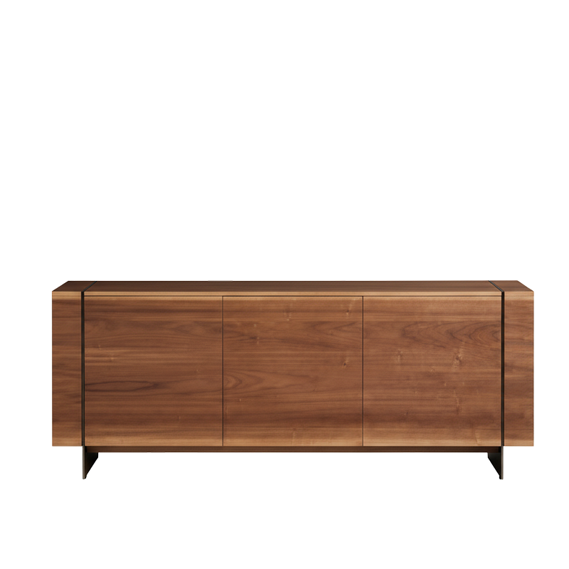 Beamssideboard3doorsAW.png Bufet 3 Uși din Lemn Masiv de Nuc American 183x46 cm – Colecția Beams - imagine 1